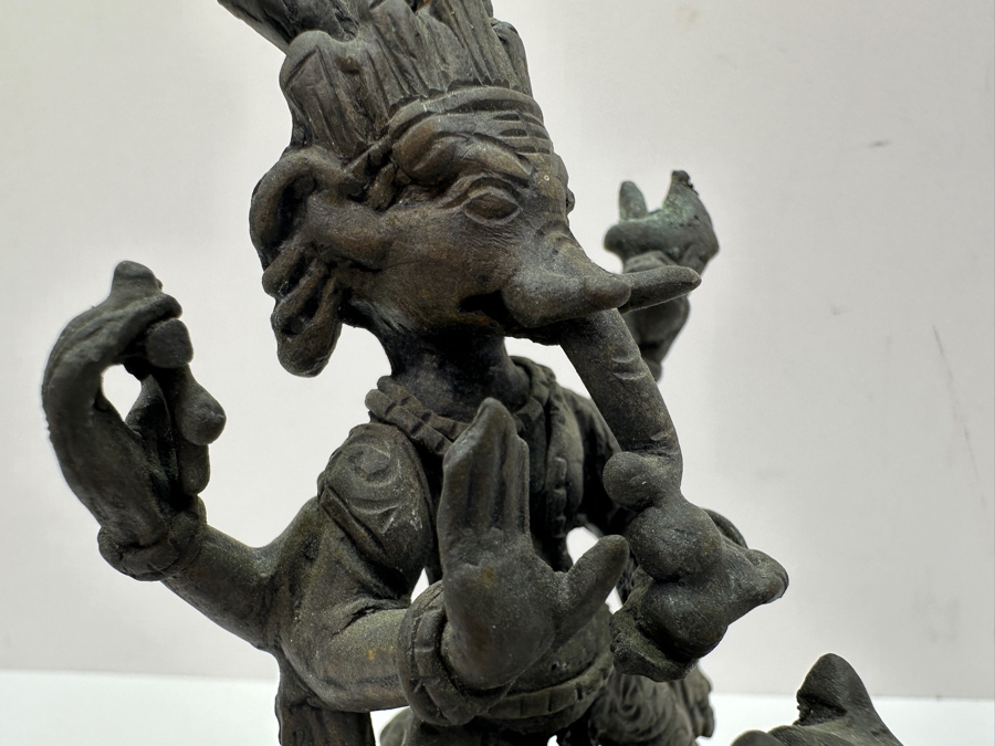 Antique Indian Ganesha Bronze Sculpture 5.25'H [Photo 6]