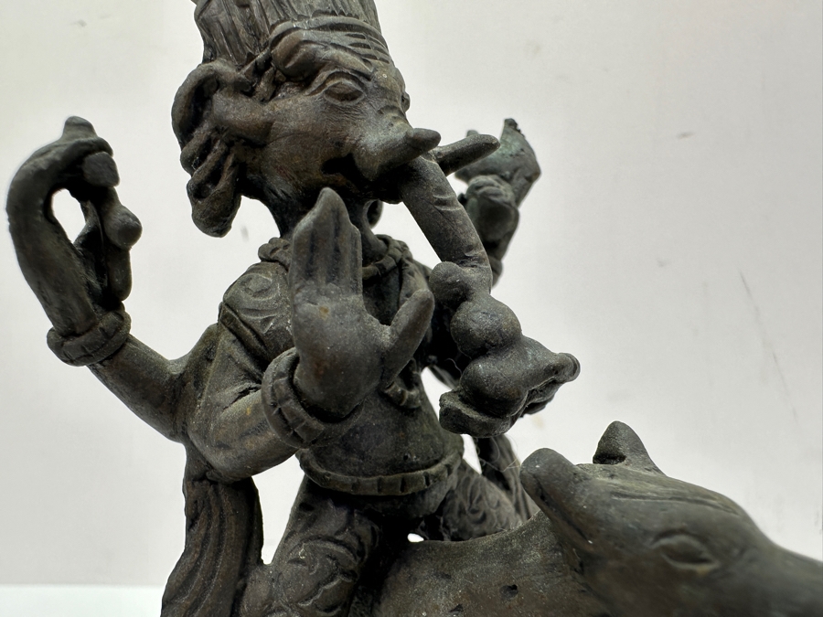 Antique Indian Ganesha Bronze Sculpture 5.25'H [Photo 7]