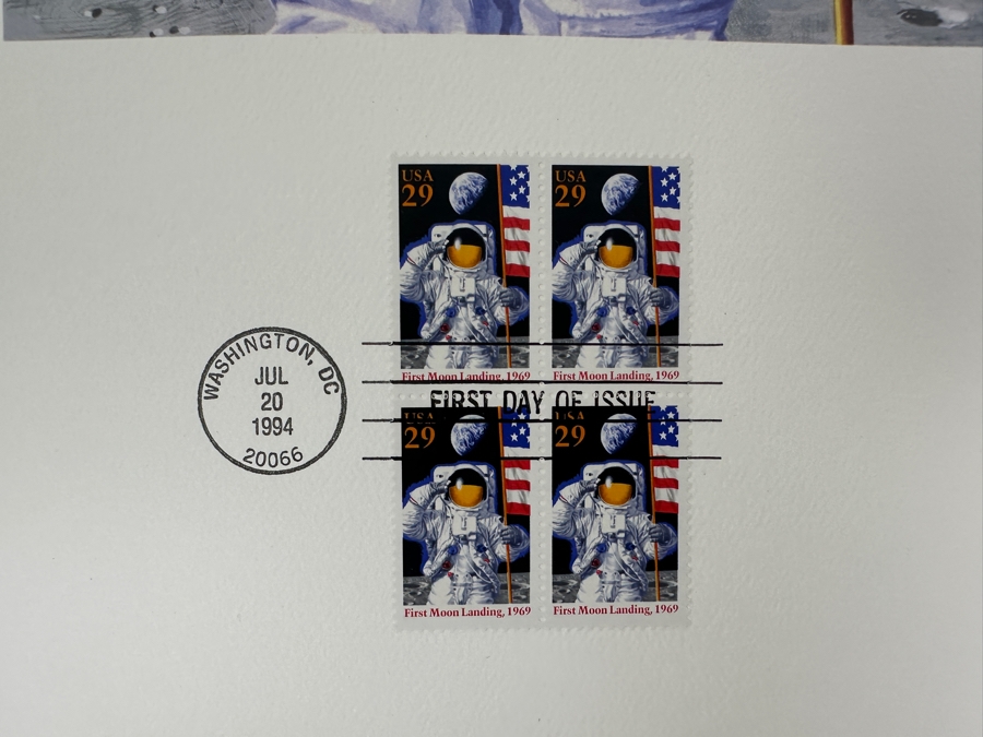 Vintage USPS Moon Landing Souvenir Print First Day Of Issue Stamps July 20, 1994 12 X 16 [Photo 3]