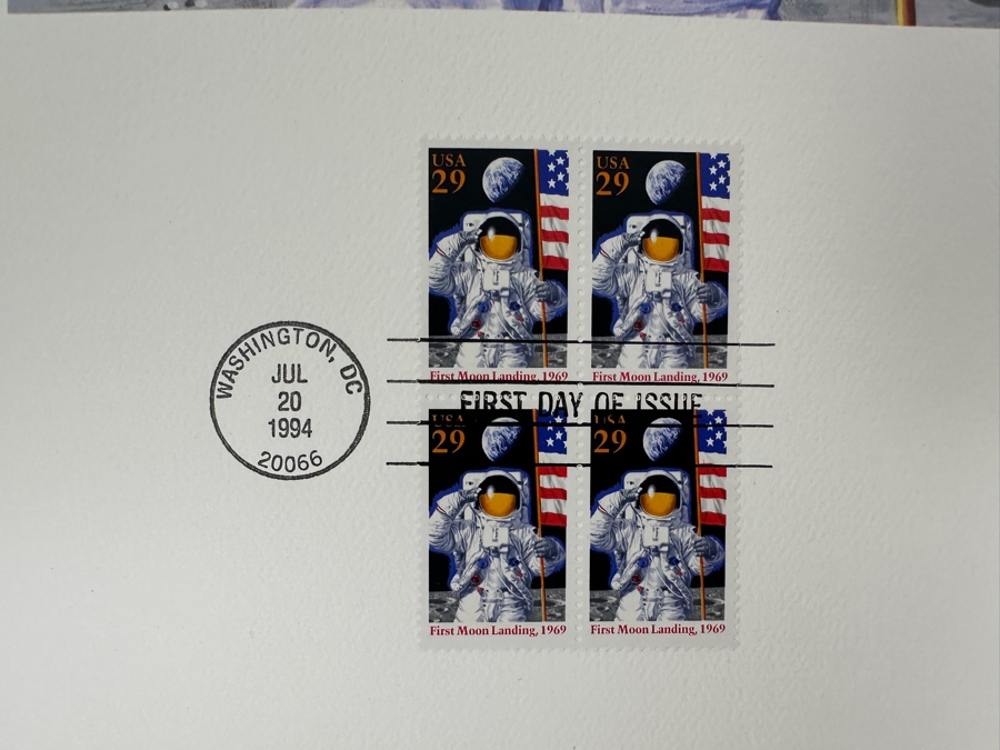 Vintage USPS Moon Landing Souvenir Print First Day Of Issue Stamps July 20, 1994 12 X 16 [Photo 4]