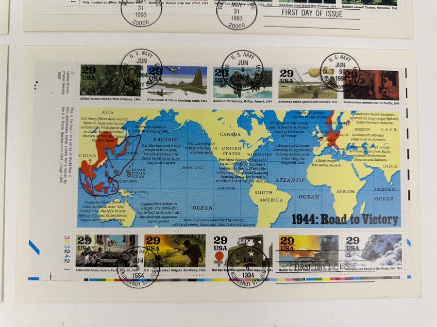 (6) Vintage 1993 First Day Cover WWII Stamps [Photo 4]