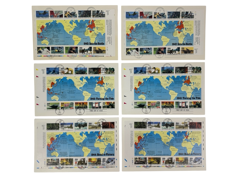 (6) Vintage 1993 First Day Cover WWII Stamps [Photo 1]
