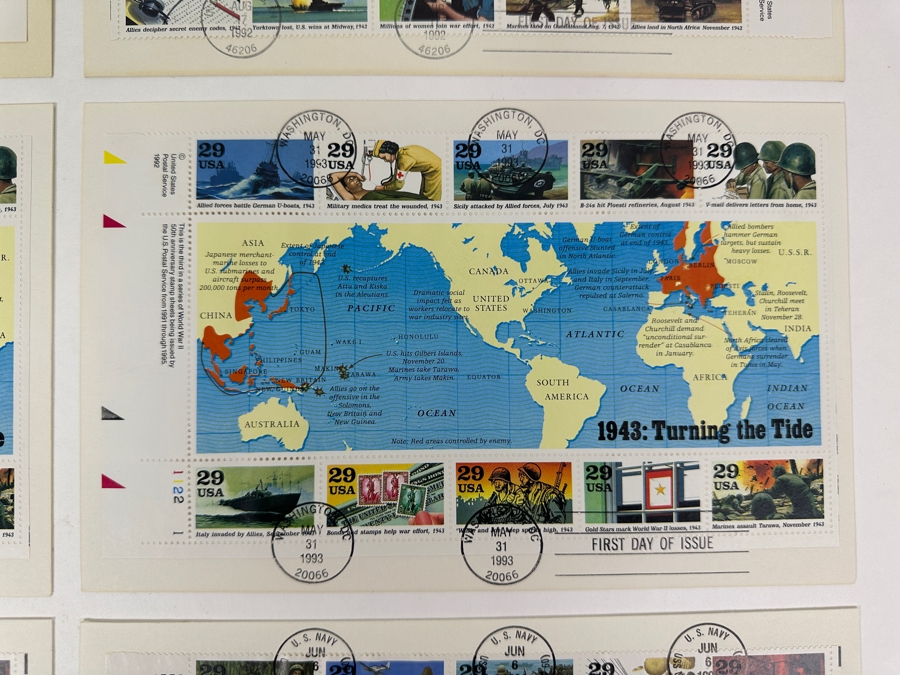 (6) Vintage 1993 First Day Cover WWII Stamps [Photo 3]