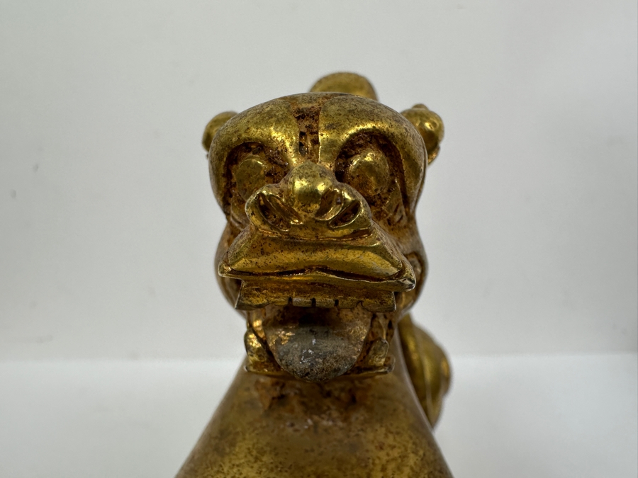 Chinese Gilt Metal Sculpture Of Woman Riding Dragon 1,756g 9W X 6H [Photo 6]