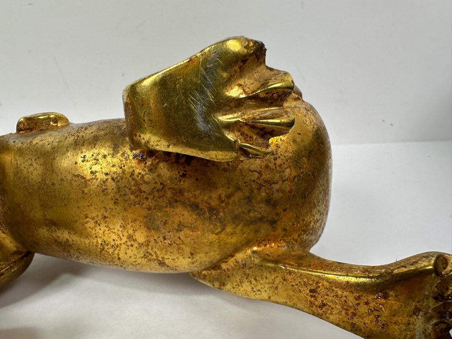 Chinese Gilt Metal Sculpture Of Woman Riding Dragon 1,756g 9W X 6H [Photo 11]