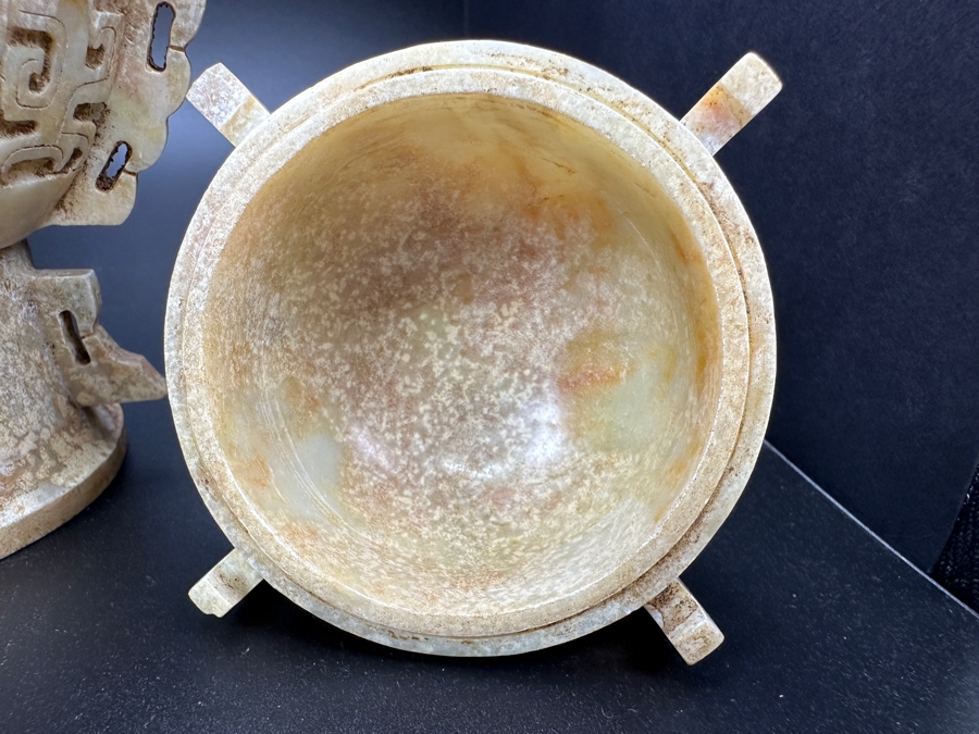 Chinese Carved Jade Double Handled Vase With Cover 1,458g 10'H [Photo 7]