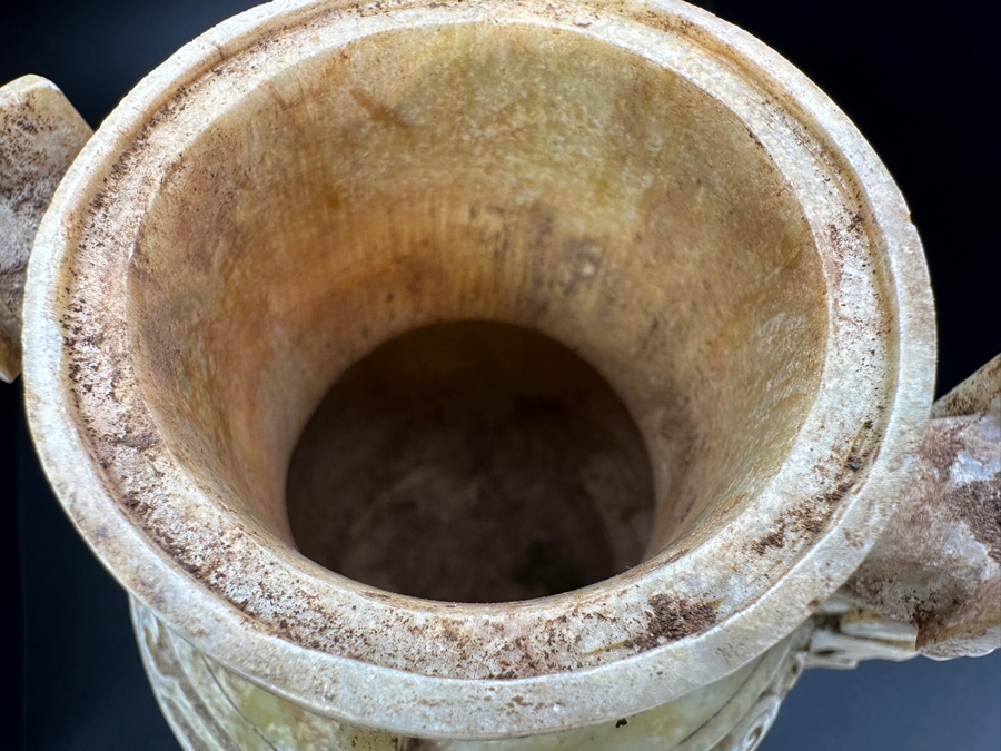 Chinese Carved Jade Double Handled Vase With Cover 1,458g 10'H [Photo 14]