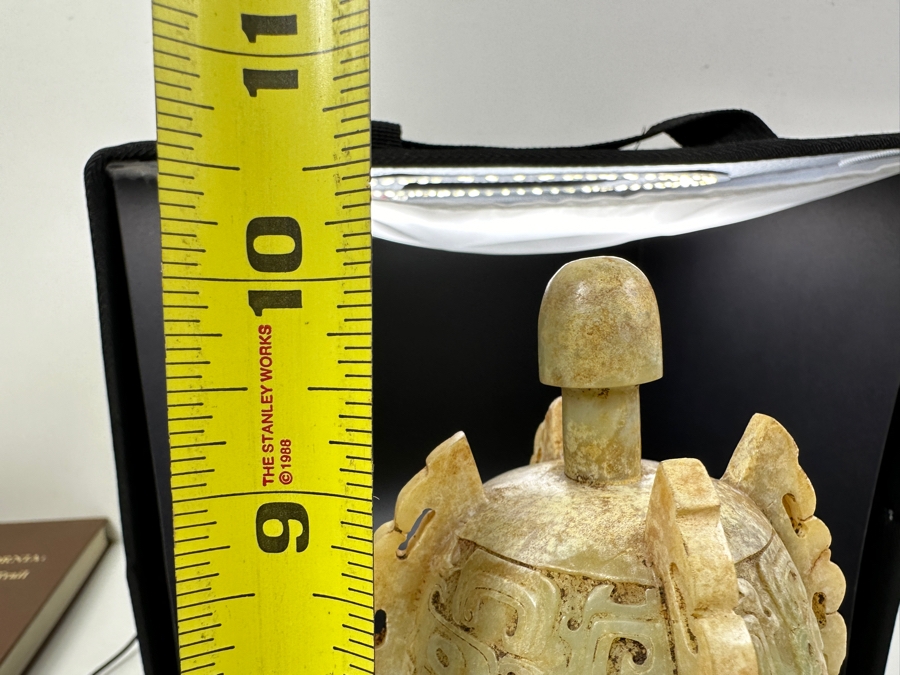 Chinese Carved Jade Double Handled Vase With Cover 1,458g 10'H [Photo 18]