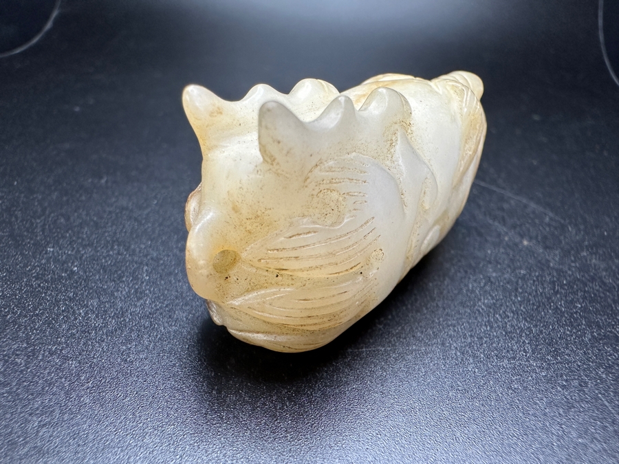 Chinese Carved Jade Dragon Head Pendant 65.4g 2.5'L [Photo 10]