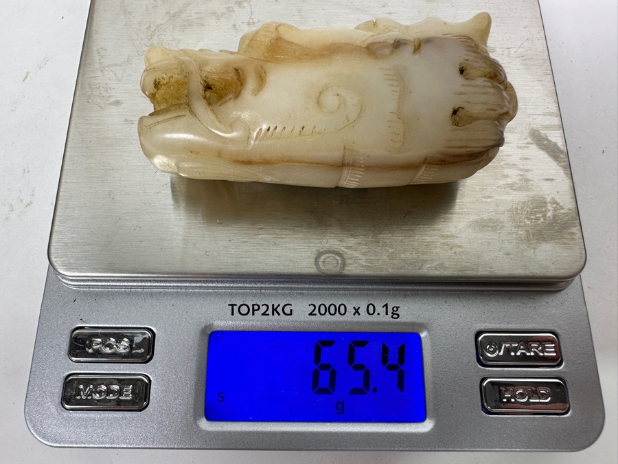 Chinese Carved Jade Dragon Head Pendant 65.4g 2.5'L [Photo 3]
