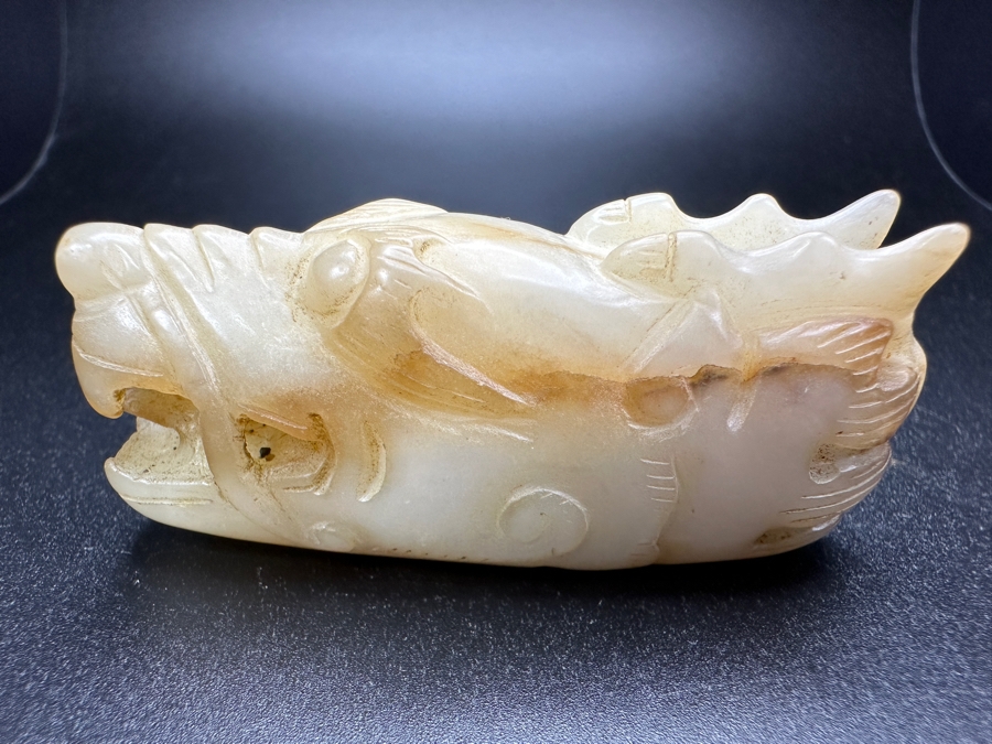 Chinese Carved Jade Dragon Head Pendant 65.4g 2.5'L [Photo 11]