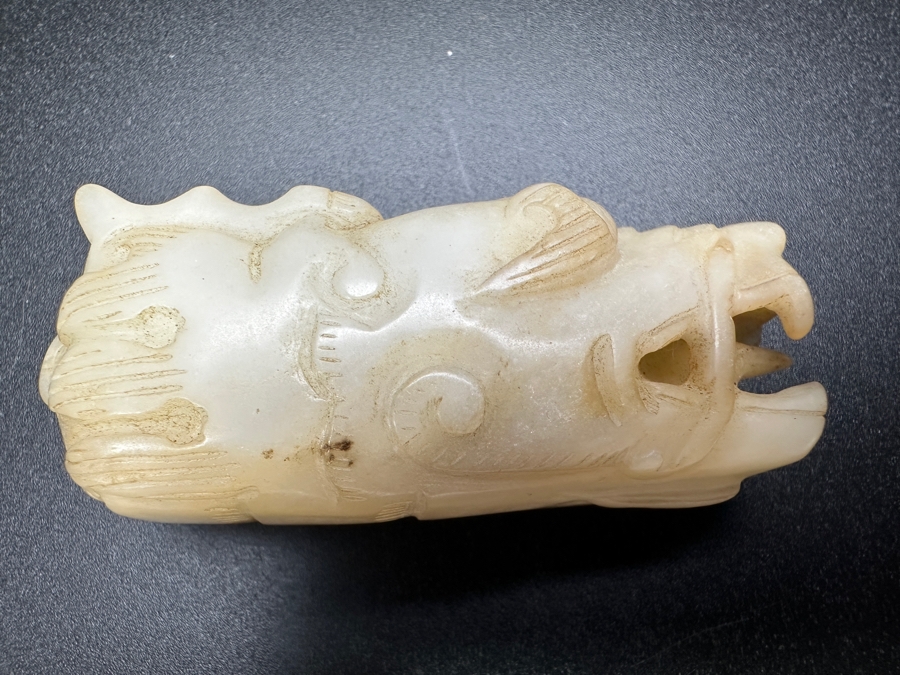 Chinese Carved Jade Dragon Head Pendant 65.4g 2.5'L [Photo 7]