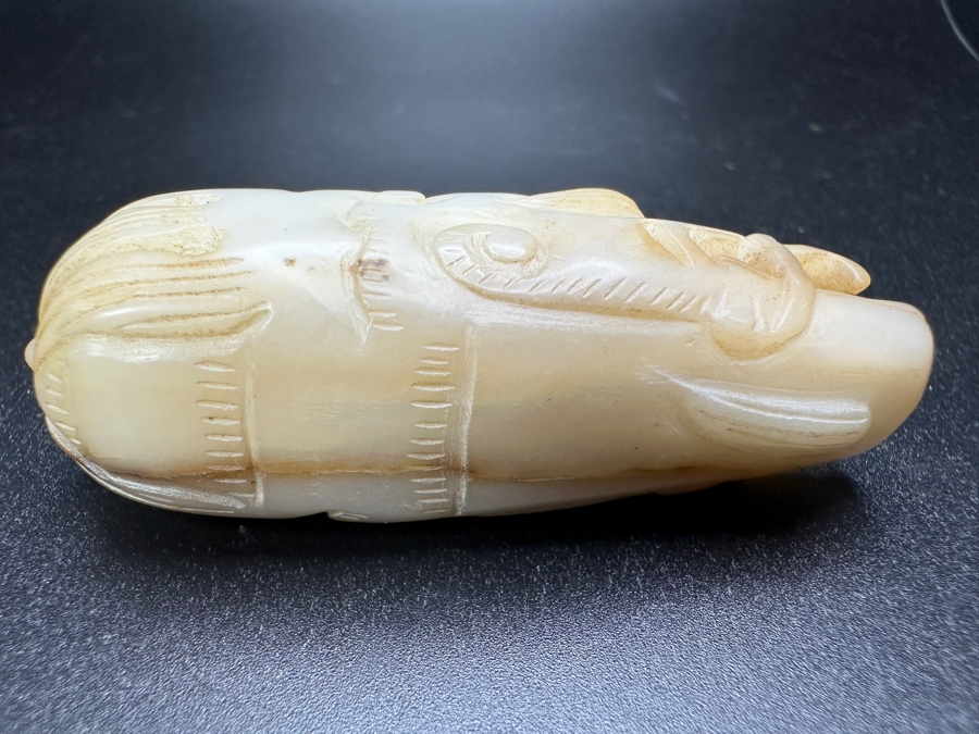 Chinese Carved Jade Dragon Head Pendant 65.4g 2.5'L [Photo 8]