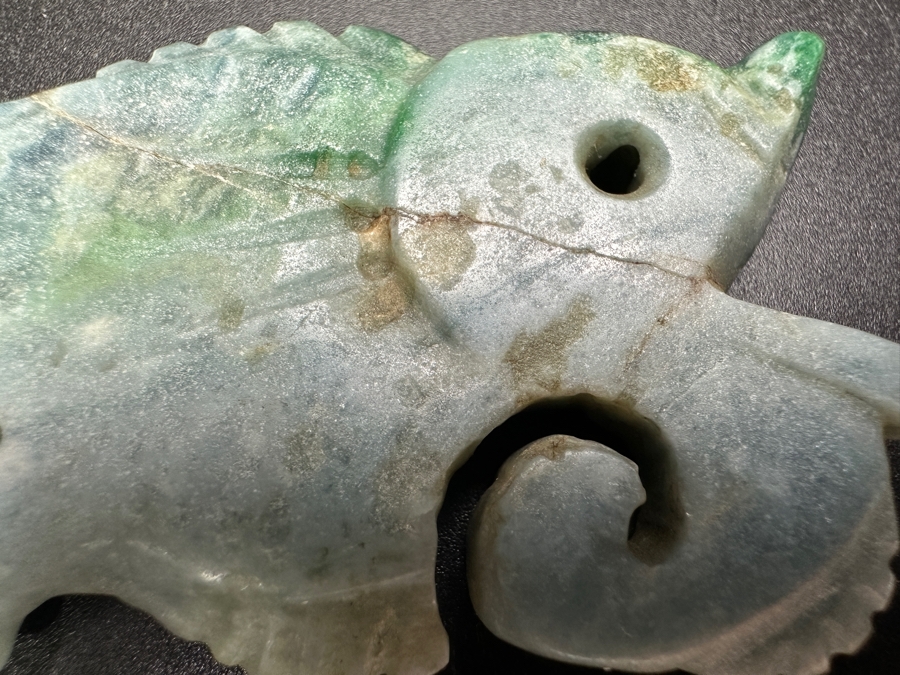 Chinese Carved Jade Fish Pendant 51.5g 3'L [Photo 7]