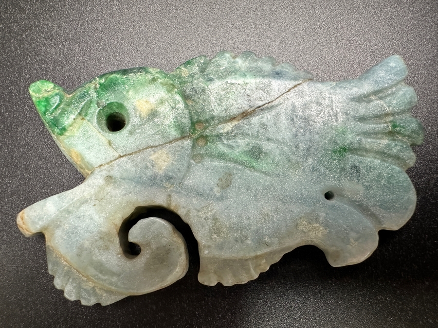 Chinese Carved Jade Fish Pendant 51.5g 3'L [Photo 4]