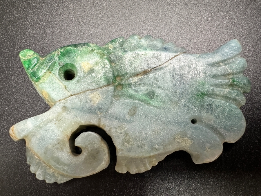 Chinese Carved Jade Fish Pendant 51.5g 3'L [Photo 3]