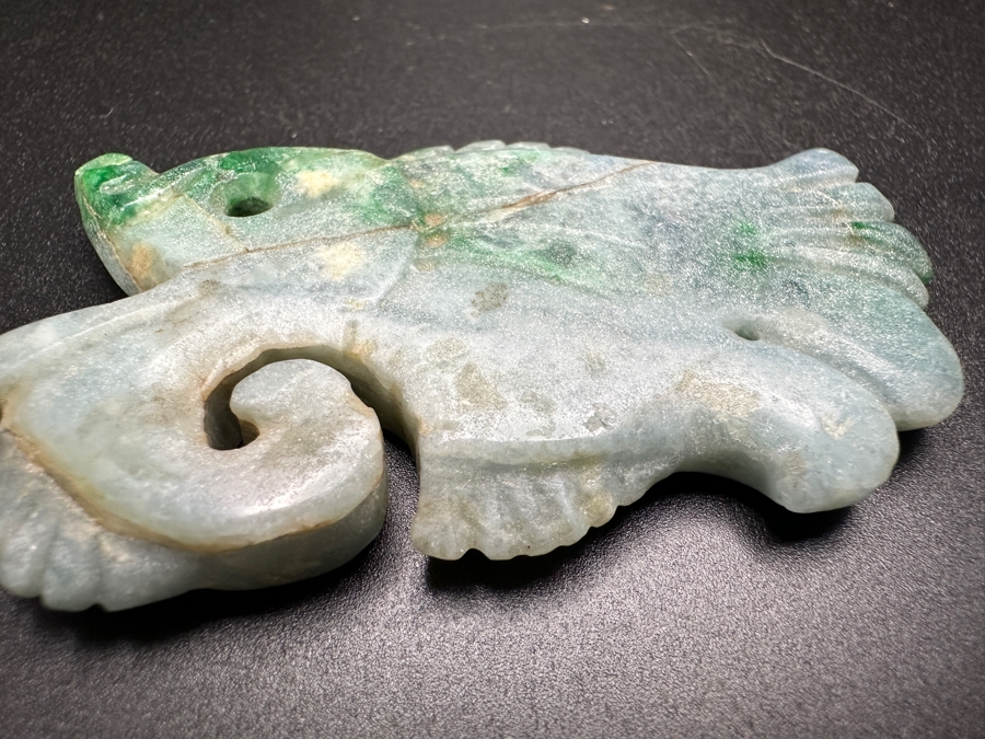 Chinese Carved Jade Fish Pendant 51.5g 3'L [Photo 5]