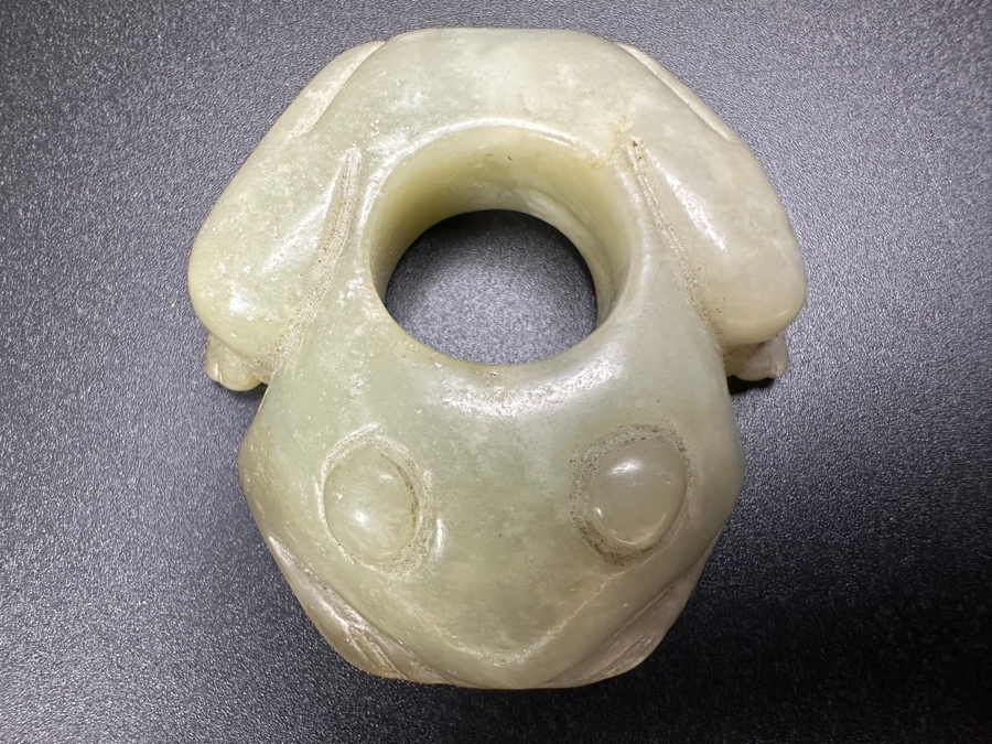 Chinese Carved Jade Frog 41.1g 2'W [Photo 4]