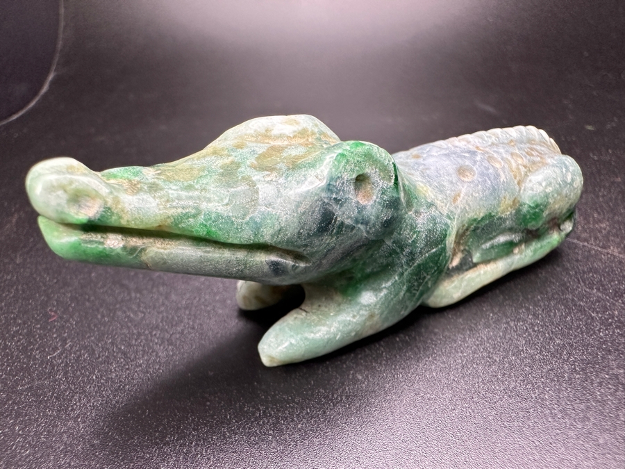 Chinese Carved Jade Alligator Crocodile Pendant 83.3g 3.5'W [Photo 6]