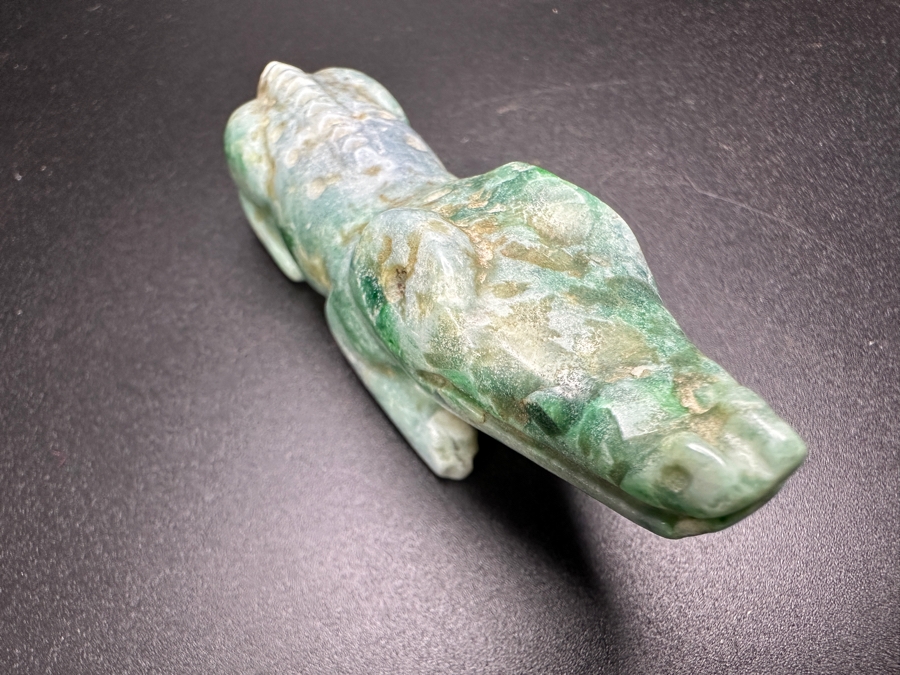 Chinese Carved Jade Alligator Crocodile Pendant 83.3g 3.5'W [Photo 7]