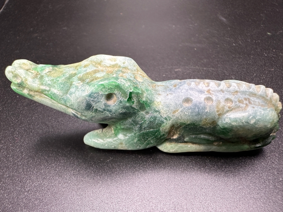 Chinese Carved Jade Alligator Crocodile Pendant 83.3g 3.5'W [Photo 4]