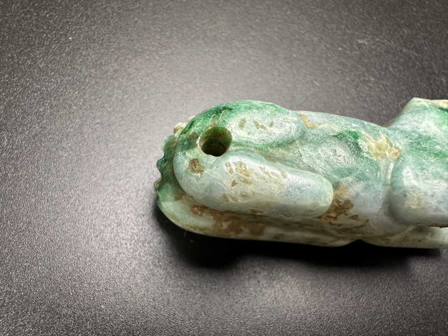 Chinese Carved Jade Alligator Crocodile Pendant 83.3g 3.5'W [Photo 13]