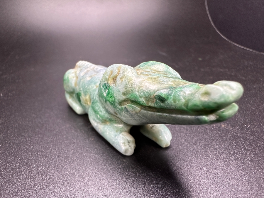 Chinese Carved Jade Alligator Crocodile Pendant 83.3g 3.5'W [Photo 8]