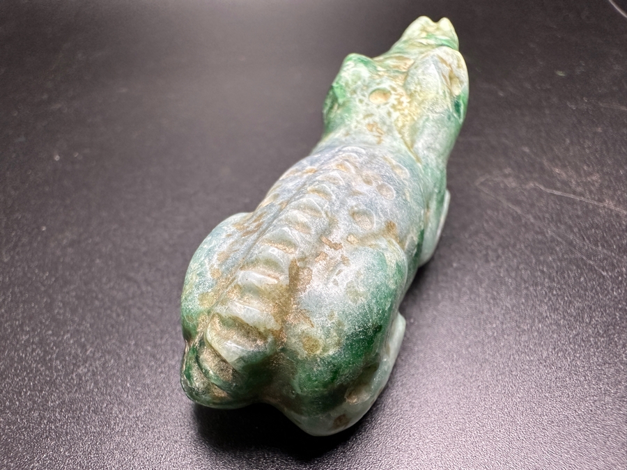 Chinese Carved Jade Alligator Crocodile Pendant 83.3g 3.5'W [Photo 11]