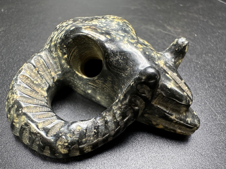 Chinese Carved Stone Ram's Head Pendant 50.2g 2.5'H [Photo 6]