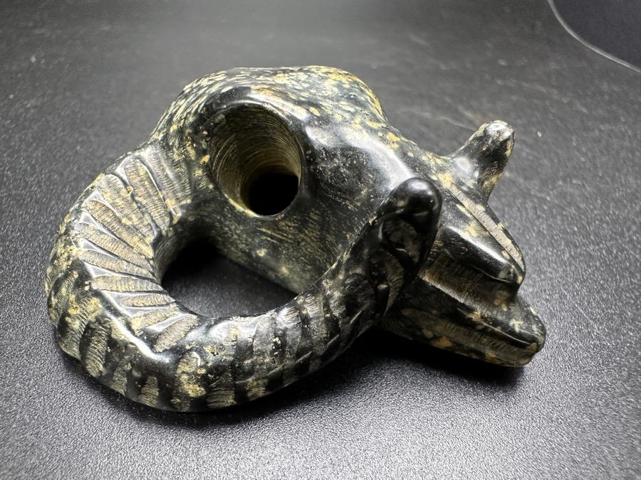 Chinese Carved Stone Ram's Head Pendant 50.2g 2.5'H [Photo 5]