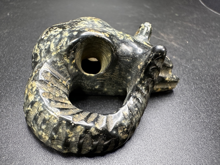 Chinese Carved Stone Ram's Head Pendant 50.2g 2.5'H [Photo 7]