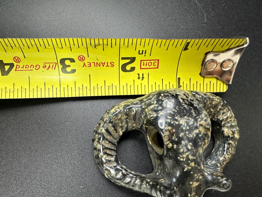 Chinese Carved Stone Ram's Head Pendant 50.2g 2.5'H [Photo 12]