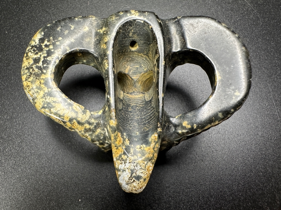 Chinese Carved Stone Ram's Head Pendant 50.2g 2.5'H [Photo 11]