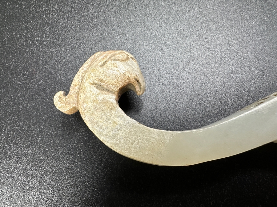 Chinese Carved Jade Belt Hook 55.4g 6'W [Photo 4]