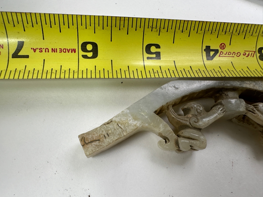 Chinese Carved Jade Belt Hook 55.4g 6'W [Photo 14]