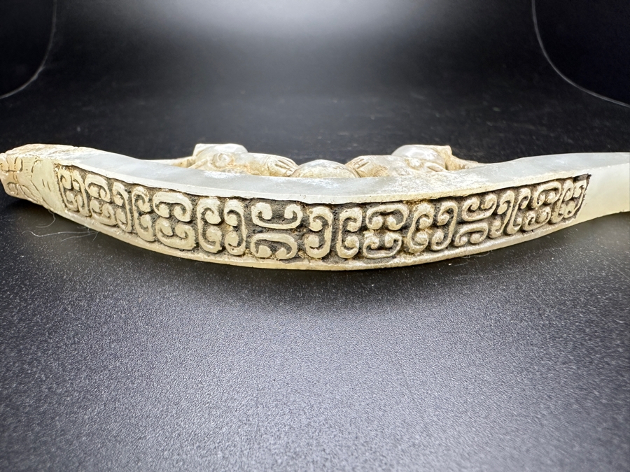 Chinese Carved Jade Belt Hook 55.4g 6'W [Photo 9]
