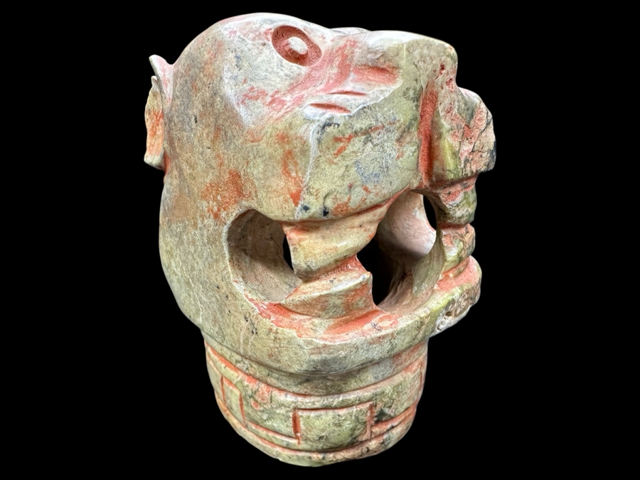 Chinese Carved Jade Animal Jaguar Head Sculpture 444.4g 3.5'H [Photo 1]