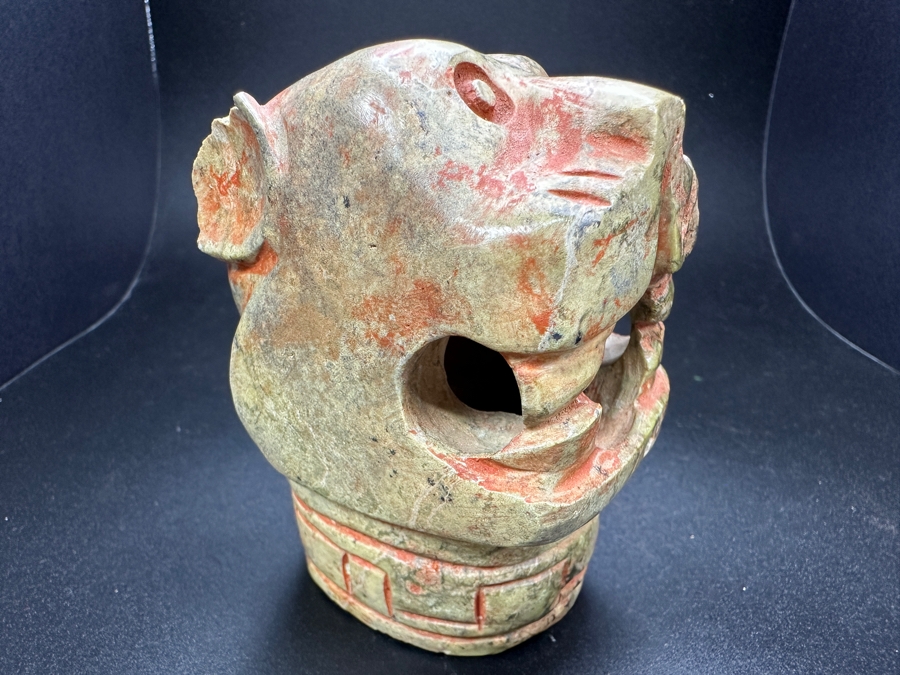 Chinese Carved Jade Animal Jaguar Head Sculpture 444.4g 3.5'H [Photo 3]
