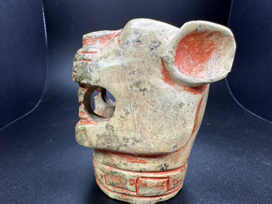 Chinese Carved Jade Animal Jaguar Head Sculpture 444.4g 3.5'H [Photo 7]