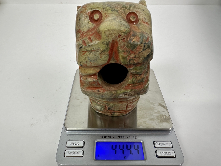 Chinese Carved Jade Animal Jaguar Head Sculpture 444.4g 3.5'H [Photo 2]