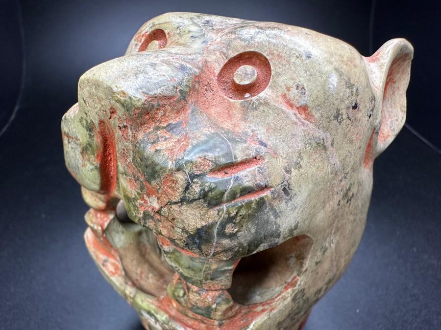 Chinese Carved Jade Animal Jaguar Head Sculpture 444.4g 3.5'H [Photo 8]