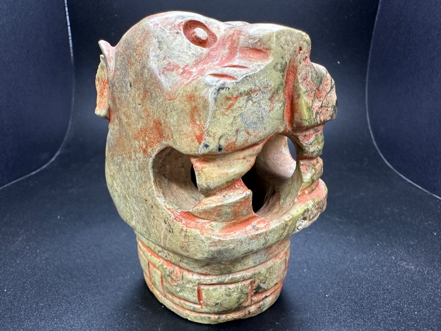 Chinese Carved Jade Animal Jaguar Head Sculpture 444.4g 3.5'H [Photo 4]