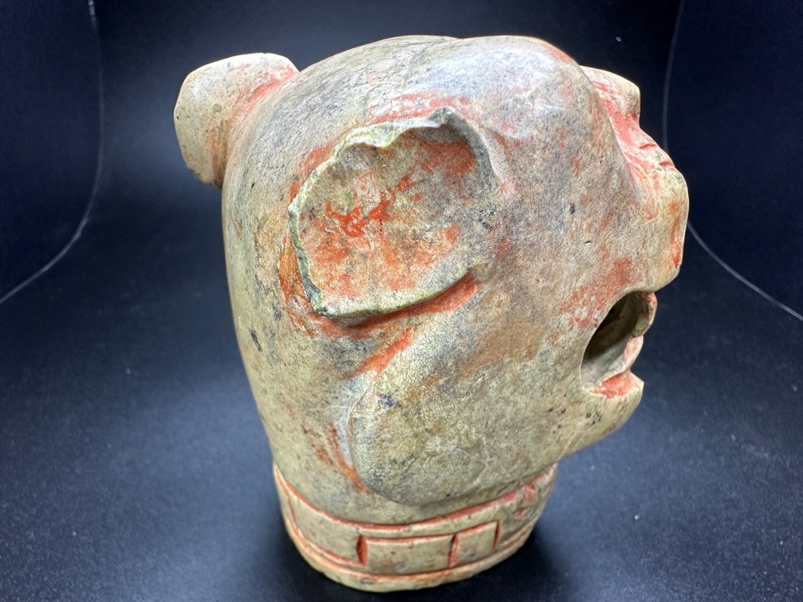 Chinese Carved Jade Animal Jaguar Head Sculpture 444.4g 3.5'H [Photo 5]