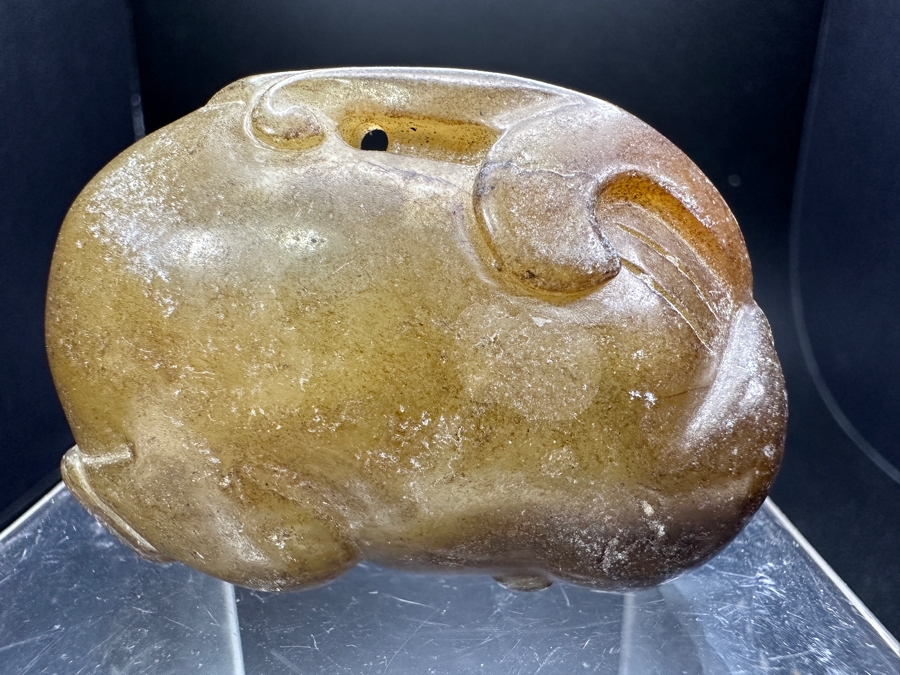 Chinese Carved Jade Woman Pendant 75.8g 2'W [Photo 6]