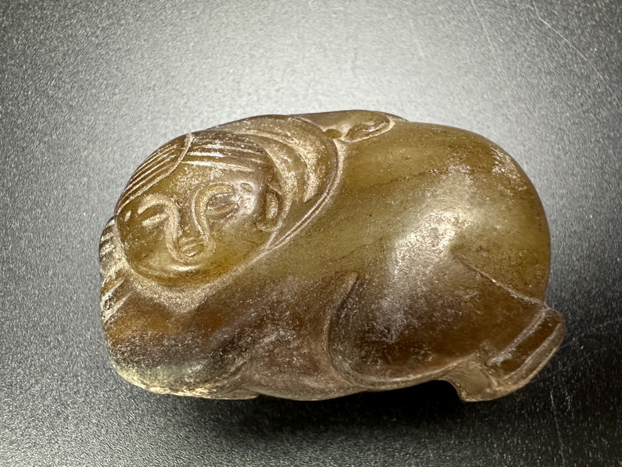 Chinese Carved Jade Woman Pendant 75.8g 2'W [Photo 10]