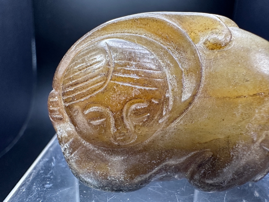 Chinese Carved Jade Woman Pendant 75.8g 2'W [Photo 5]