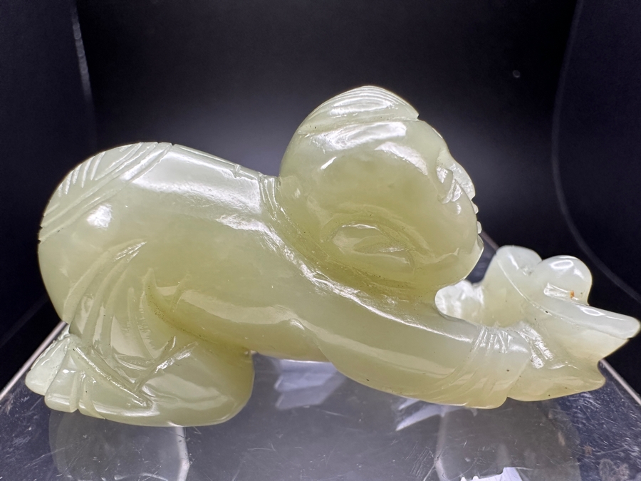 Chinese Carved Jade Boy Figure 42.4g 2.5'W [Photo 5]