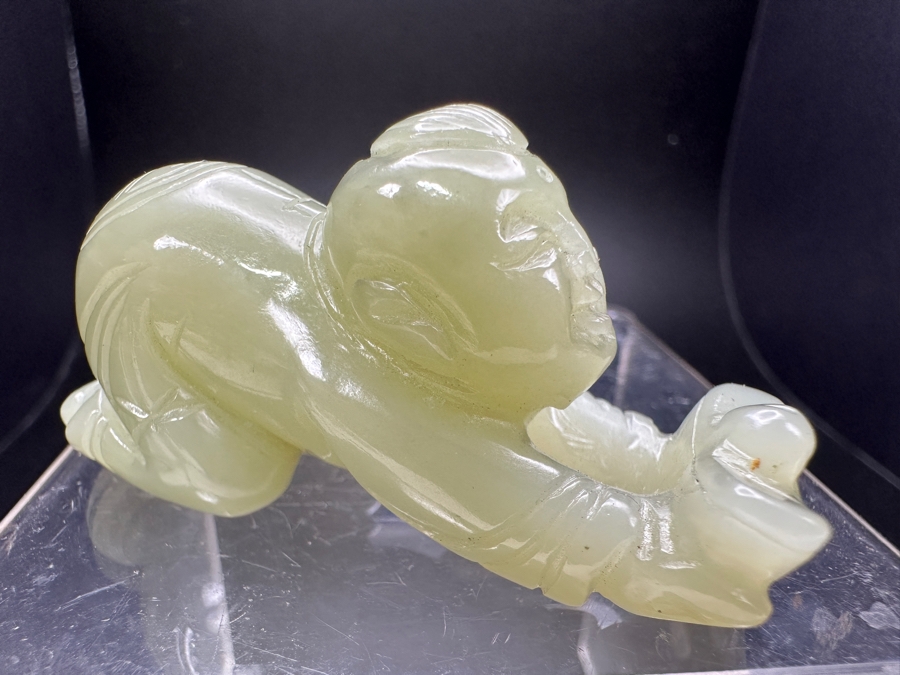 Chinese Carved Jade Boy Figure 42.4g 2.5'W [Photo 4]