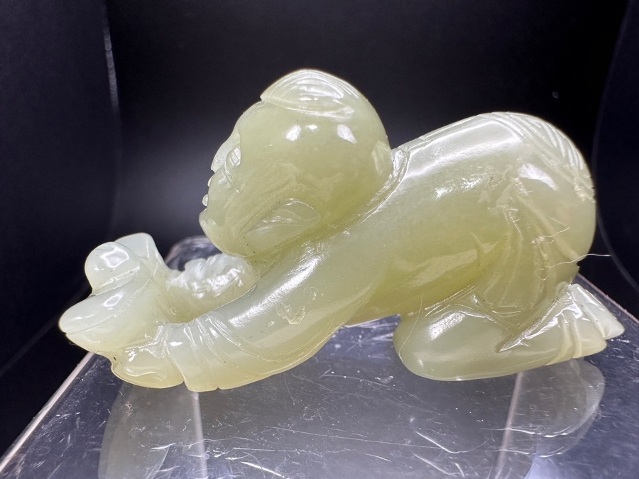 Chinese Carved Jade Boy Figure 42.4g 2.5'W [Photo 10]