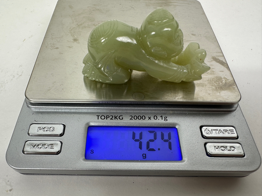 Chinese Carved Jade Boy Figure 42.4g 2.5'W [Photo 2]